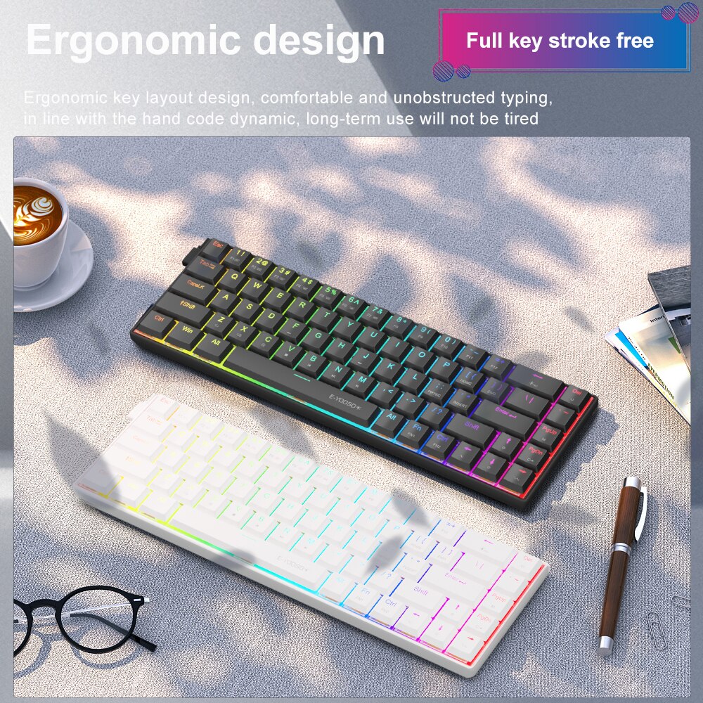 E-YOOSO A68 RGB Mini Slim USB  - Pc Gaming Pink 评论和价格
