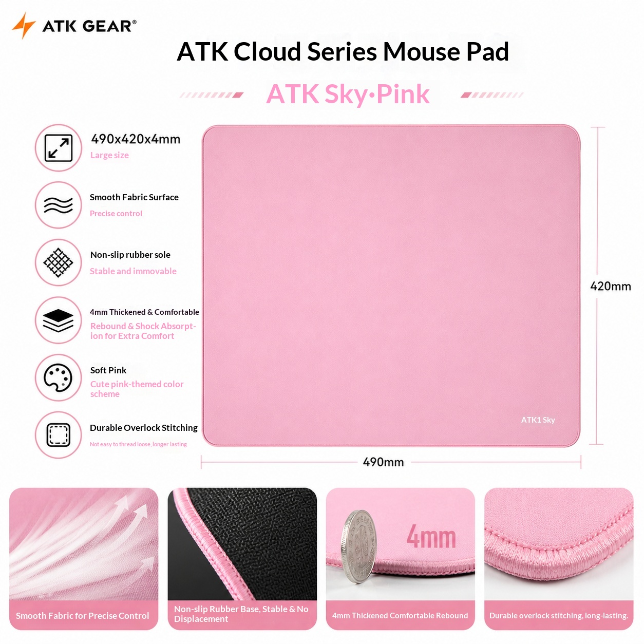 ATK Sky Pink Large Gaming Mous - Pc Gaming Pink 评论和价格